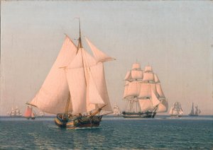 Fartyg under segel i en mild bris en klar sommareftermiddag av Christoffer Wilhelm Eckersberg