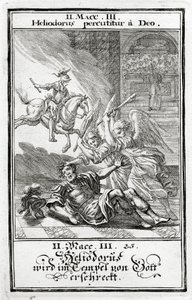 Gud skrämmer Heliodorus i ett tempel, 2 Maccabees (3:21-28), 1695