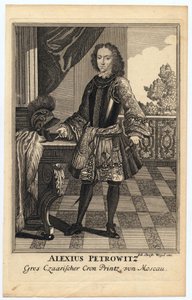 Porträtt av Tsarevich Alexei Petrovich av Ryssland (1690-1718) (Alexis Petrovitch Romanov) - Wiegel, Christoph (1654-1725) - 1710 - Kopparstick - 31,2x19,7 - Privat samling