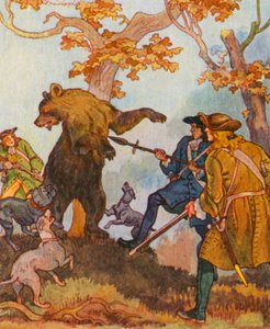 Barenjagd / Björnjakt (färglitografi)
