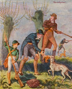 Bekassinenjagd / Snipjakt (färglitografi)