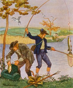Fischen Und Angeln / Fiske och sportfiske (färglitografi)