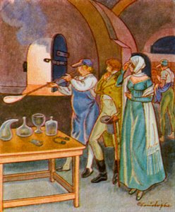 Glasblåsare / Glasblåsare (färglitografi)