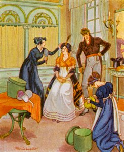 Modesalon / Modesalong (färglitografi)