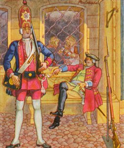 Riesengarde / Jättevakten (färglitografi)