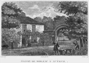 House of Nicolas Boileau, känt som Boileau-Despreaux, i Auteuil, Paris, graverat av Ashby (1800-talet) av Christophe Civeton