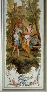 Chinoiserie: Dansscen, panel av den stora salongen på chateau de Champs sur Marne realiserad av Christophe Huet (1700-1759)