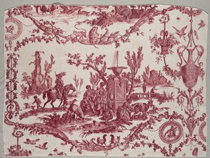 Fragment av koppartryckt bomull, ca. 1789.