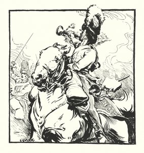 Bugler of the Scots Greys, teckning för en annons för Major Drapkin & Co