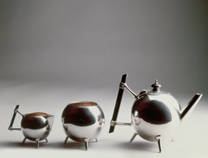 Teservis tillverkad av Elkington & Company, ca 1925 (elektroplatta)