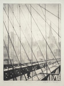 Tittar genom Brooklyn Bridge av Christopher Richard Wynne Nevinson