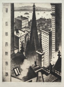 Templet i New York av Christopher Richard Wynne Nevinson