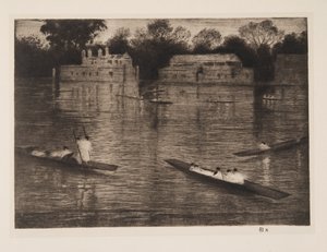 Söndag kväll, pub. 1926. av Christopher Richard Wynne Nevinson