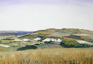 Amberley (akvarell och gouache på papper) av Christopher Richard Wynne Nevinson