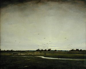 An English Landscape, Romney Marsh (olja på duk) av Christopher Richard Wynne Nevinson
