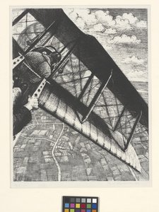 Att bygga flygplan: Banking At 4 000 Feet (litografi) av Christopher Richard Wynne Nevinson