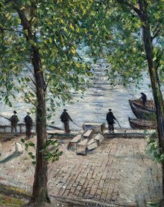 Fiskare på Seine, 1939 av Christopher Richard Wynne Nevinson