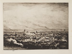 London från Parliament Hill, pub.1923 (etsning) av Christopher Richard Wynne Nevinson