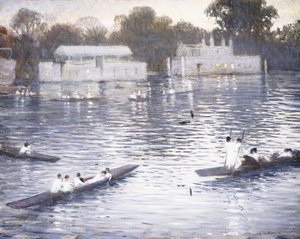 Söndag kväll, Punts on the Thames i Henley, 1924 av Christopher Richard Wynne Nevinson