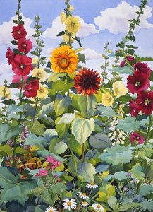 Hollyhocks and Sunflowers, 2003 (akvarell på papper)