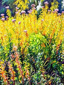 Riverside Sensommar (akvarell på papper) av Christopher Ryland