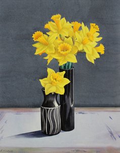 Stilleben påskliljor (akvarell på papper) av Christopher Ryland