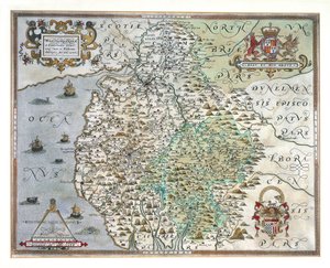 En karta över Westmorland och Cumberland, 1576