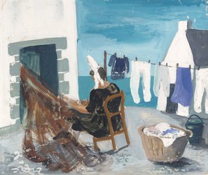 Mending Nets, Tréboul, ca 1930 (penna och gouache på papper)