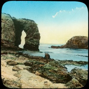 Stenbåge vid Perran Beach, Cornwall, sent 1800- eller tidigt 1900-tal