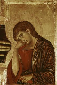 Krucifix: Detalj av Johannes (tempera på trä