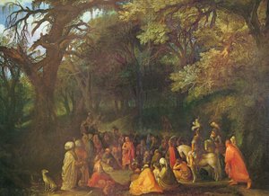 Tyska: Die Predigt Johannes des Täufers Johannes Döparens predikan av Circle of Adam Elsheimer