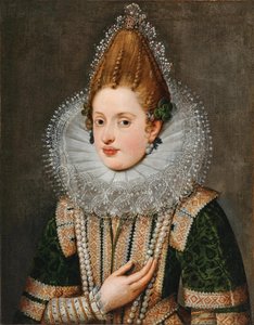 Porträtt av ärkehertiginnan Anna av Tyrolen av Circle of Frans Pourbus the Younger