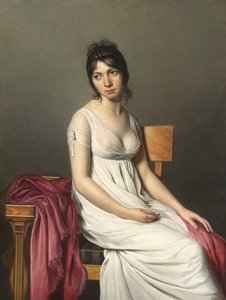 Porträtt av en ung kvinna av Circle of Jacques-Louis David