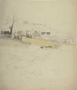Utsikt över ett stenlager vid kanten av en stad, 1840-49. av Circle of John Ruskin.