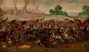 Jerusalems bränning av Nebukadnessars armé av Circle of Juan de la Corte