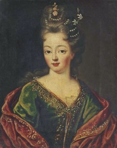 Mignards cirkel - Porträtt av en dam som traditionellt identifierats som Louise Bénédicte av Bourbon av Circle of Pierre Mignard I
