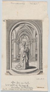 Jungfru och barn i en kyrka, även känd som Van Maelbeke Virgin, 1575-1585.. av Circle of the Brothers Wierix.