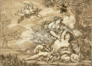 Diana och Endymion av Ciro Ferri