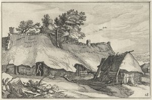 Gård och liten lada Landskap med gårdar (serietitel) av Claes Jansz. Visscher (II)