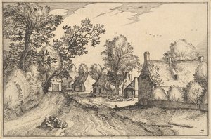 A Village Road, skylt 7 från 1610 av Claes Jansz Visscher