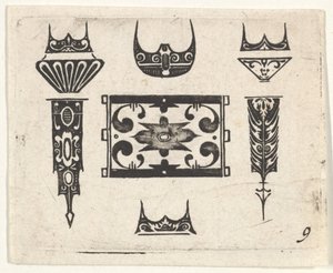 Svarttryck med nio motiv, ca. 1620. av Claes Jansz Visscher