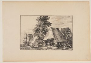 Gård med skjul för en vagn, från Landscapes (Verscheyden aerdige Lanthuysen...)