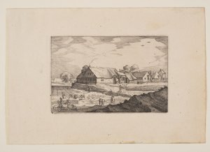 Gårdar och blekningsfält, från vyer i omgivningarna kring Haarlem (Plaisante Plaetsen) av Claes Jansz. Visscher