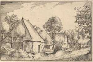 Gårdsgård, tallrik 5 från Regiunculae et Villae aliquot Ducatus Brabantiae, ca. 1610 av Claes Jansz Visscher