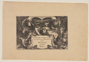 Titelblad, ur Landskap (Verscheyden aerdige Lanthuysen...) av Claes Jansz. Visscher