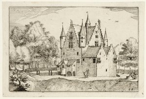 Ett slott, plansch 22 efter Bilder av gårdar, lanthus och rustika byar (Praediorum villarum et rusticarum casularum icones) av Claes Jansz. Visscher II
