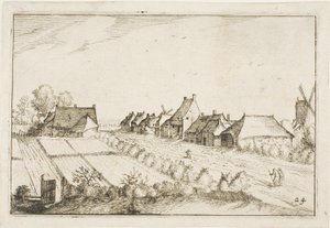 Åkrar och en väg, plansch 24 efter Bilder av gårdar, lanthus och rustika byar (Praediorum villarum et rusticarum casularum icones) av Claes Jansz. Visscher II