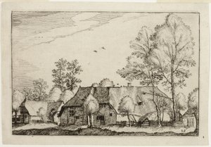 Stor gård, plåt tio efter Bilder av gårdar, lanthus och rustika byar (Praediorum villarum et rusticarum casularum icones) av Claes Jansz. Visscher II