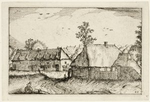 Stora skjul, plansch 21 efter Bilder av gårdar, lanthus och rustika byar (Praediorum villarum et rusticarum casularum icones) av Claes Jansz. Visscher II