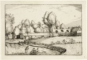 Väg längs en åker, plansch sexton efter Bilder av gårdar, lanthus och rustika byar (Praediorum villarum et rusticarum casularum icones) av Claes Jansz. Visscher II